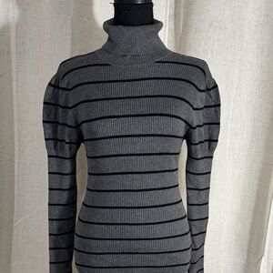It's Our Time Black and Gray Striped Turtleneck Sweater